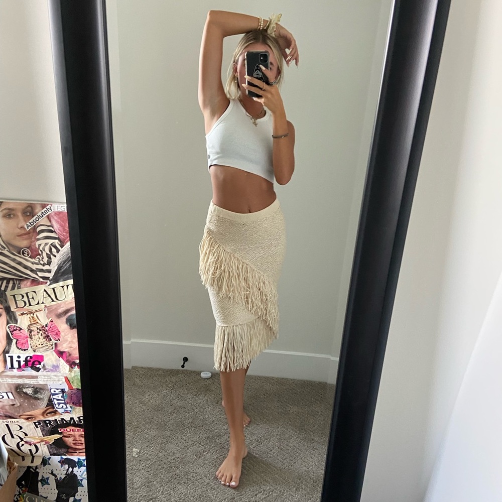 BCBG Maxazria Fringe Midi Skirt